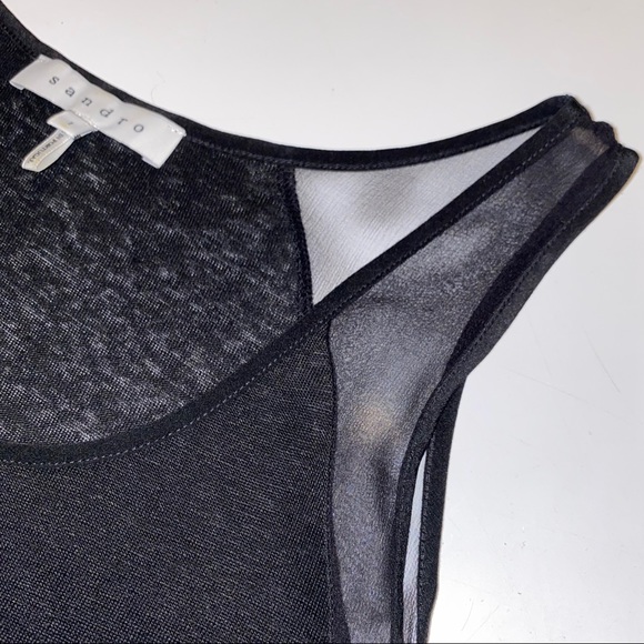 Sandro Black Linen Silk Tank Top Shirt - Picture 9 of 15